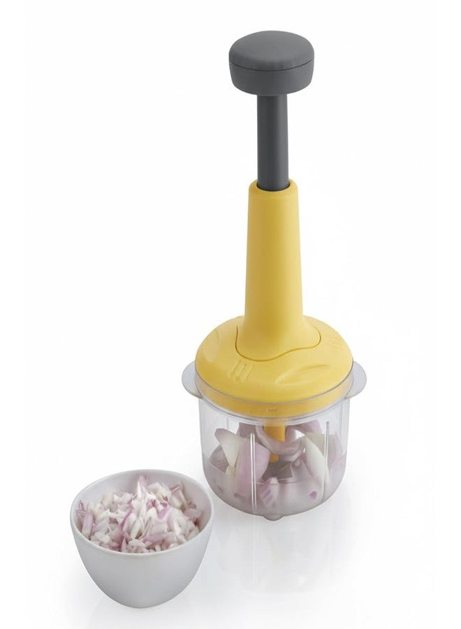 KBS Food Chopper Steel Manual Hand-Press Vegetable Chopper Mixer Cutter to Cut Onion, Salad, Tomato, Potato (Pack of 1-Yellow) - Image 4